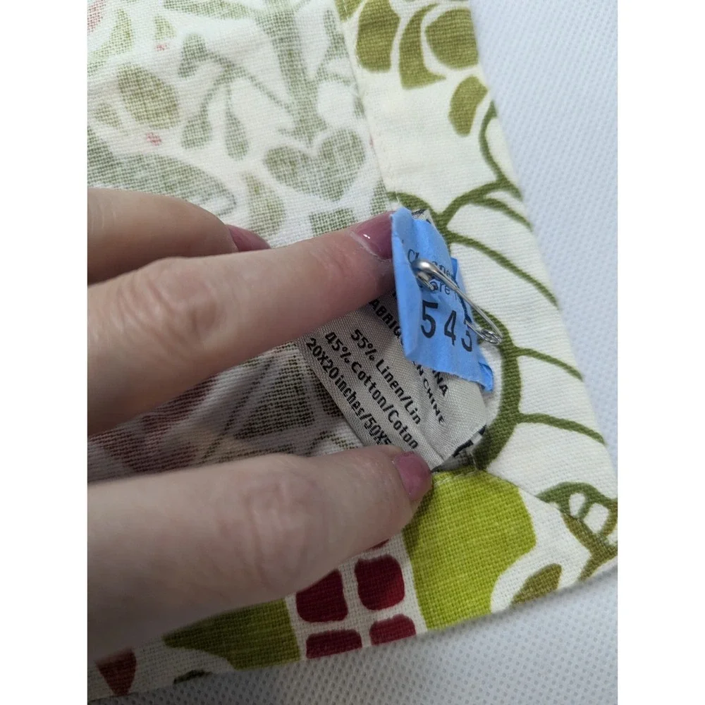 Pottery Barn Replacement Cloth Napkin‎ Red Green Birds Houses 20x20